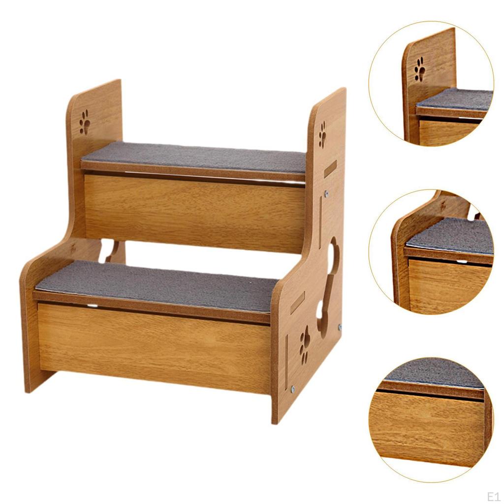 Dřevěné schůdky pro domácí mazlíčky přenosné s kobercem pro staré kočky Robustní psí rampy Stolička pohovka