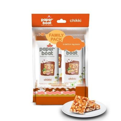 Paper Boat Chikki Family Pack, Peanut Bar, No Added Preservatives and Colours | Gajak | Sweets | Made with Jaggery | Gazak (Pack of 6, 16g Each)
