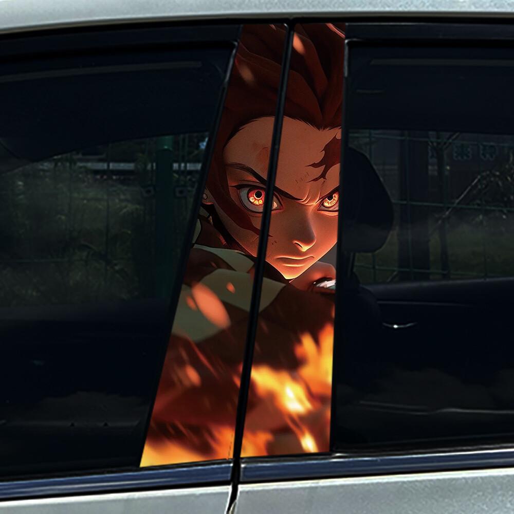1/2PCS Anime Demon Boy Car Center Pillar Sticker B-Pillar Protective Film Decoration Decals