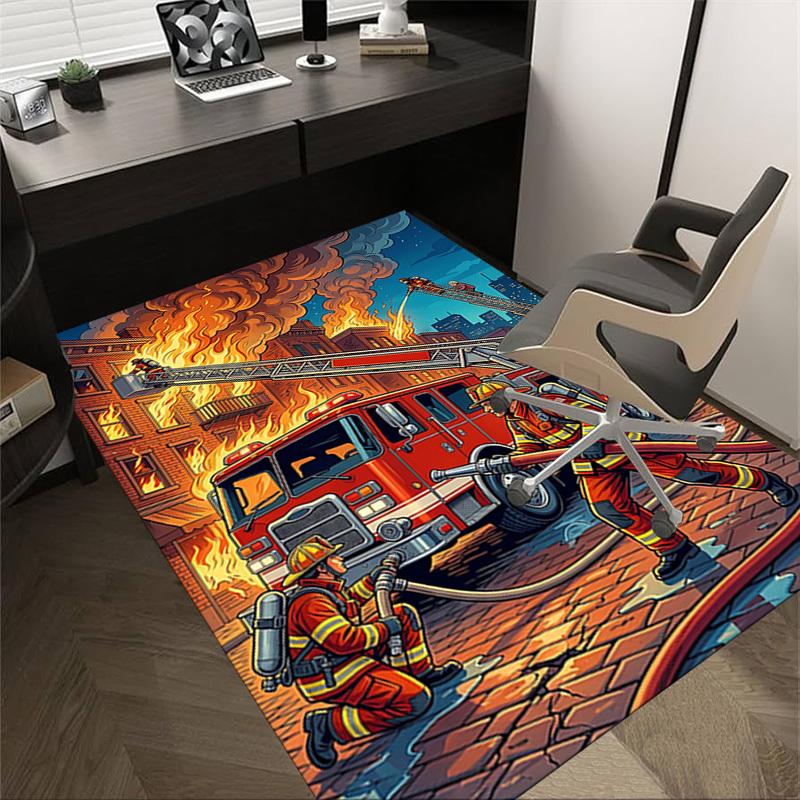 

1PC Firefighter Firetruck Non-Slip Floor Carpet Compatible for Office&Living Room&Bedroom&Dining room - Soft & Pattern, Vibrant Colors-H0348 60cm by 90cm