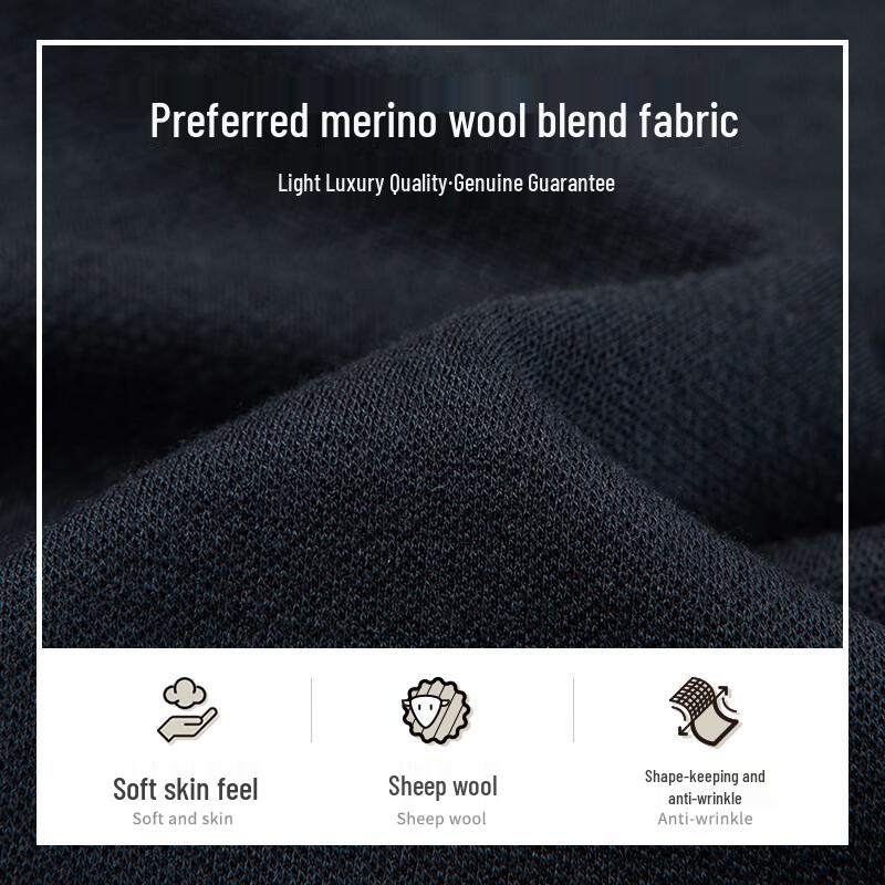 MONTAGUT Men's Long-Sleeve Wool Blend Polo Shirt