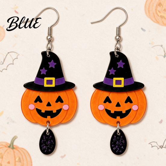 Bat Moon Holiday Jewelry 1 Pair 2D Acrylic Halloween Dangle Drop Earrings for Women Versatile Costume Events Spooky Ghost Cat Pumpkin Earrings Party
