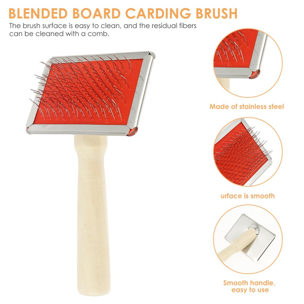 1Set Combing Brush Set Adjustable Wool Blending Board Carding Brush Set with 2 Wooden Sticks Fiber Blending Board for Wool Fiber