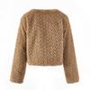 Womens Faux Fur Coat Short Length Round Neck Loose Warm Outerwear Winter