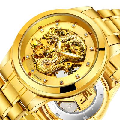 Goldene Drachen Armbanduhr Männer Automatische Mechanische Uhr Herren Uhren Top Luxus Marke Berühmte Diamant Uhr Für Männer