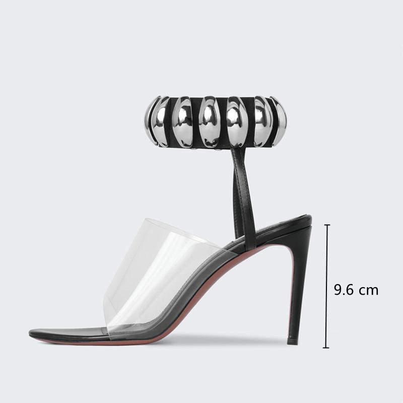 Summer New  Transparent PVC Women Sandals Sequined Ankle Bracelet Stiletto High heels Gladiator Sandalias Shoes