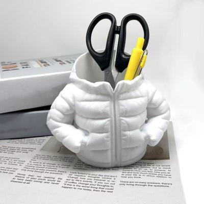 Down Jacket Pen Holder Desk Organizer Compact Storage Box for Pens Pencils Markers Creative Classroom Desk Accessory Student Gift