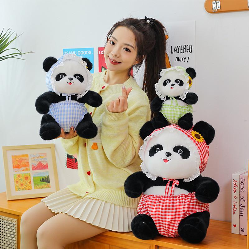 Cap Flowers Panda Plush Toy Cartoon Stuffed Animal Doll Decoration Kids Gift