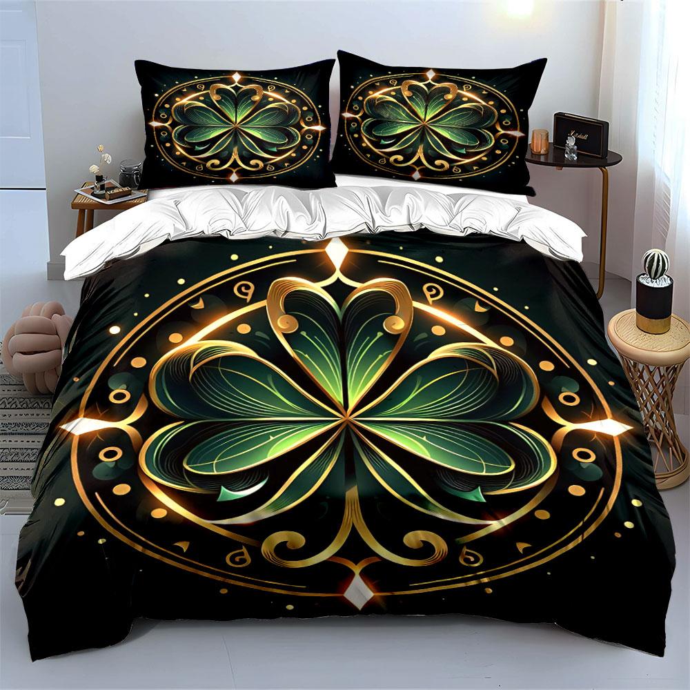 Decorative Clover Design Set Soft Comfortable Duvet Cover Bedding Set Included 1*Duvet Cover & 2*Pillowcases, Gift