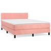 Box Spring Bed with Mattress Pink 140x190 cm Velvet
