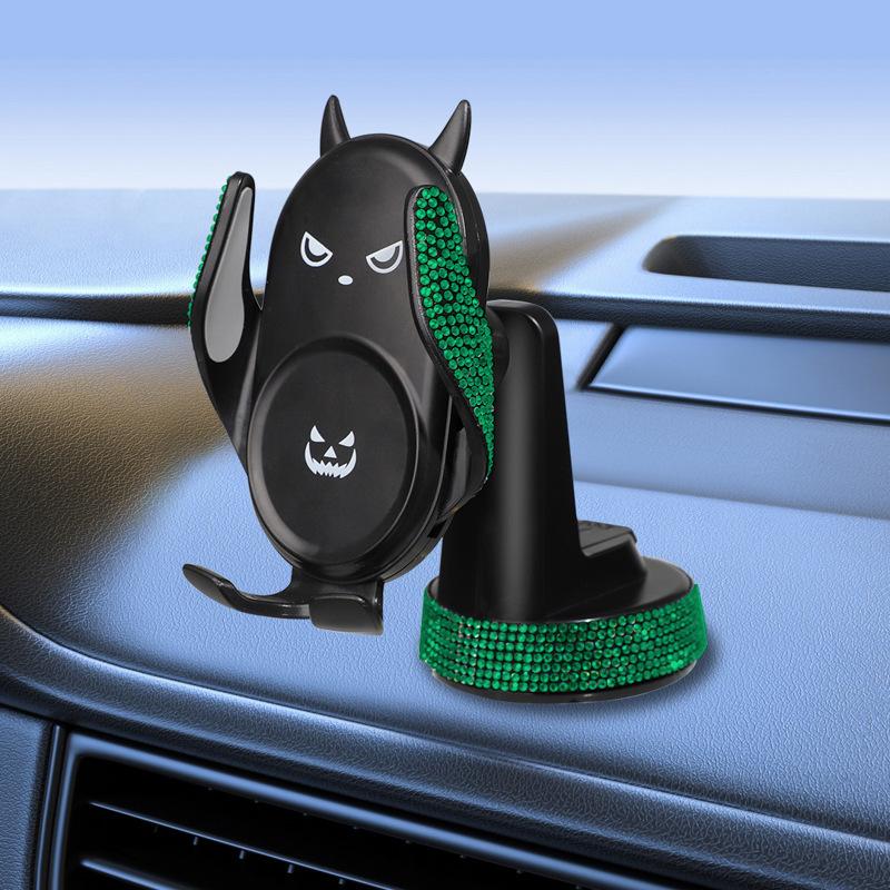 Diamond Crystal Gravity Car Cell Phone Holder Cute Smiling Face Auto Telphone Navigation Rotary Stand Car Accessories for Women