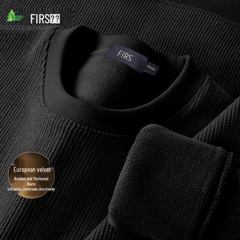 Men's Warm Fleece-Lined Brushed Long Sleeve T-Shirt