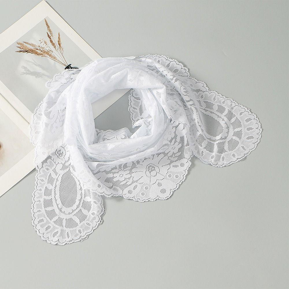 Cute Lace Flower Shawl Thin Bandanas for Women Fashion Sweet Headscarf Shawl  Pastoral Style