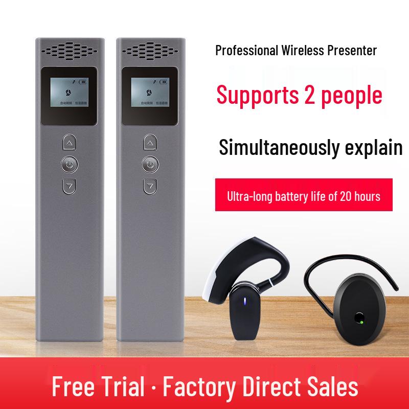 Dual-Speaker Wireless Translator with Noise Reduction for Multi-Group Tours and Conferences