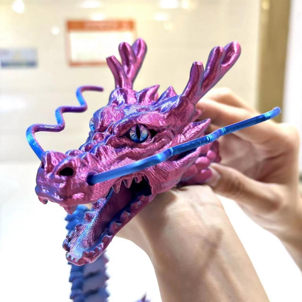 85Cm/33.46In Extra Großes Chinesisches Drachenmodell mit offenem Maul und beweglichen Gelenken Tiermodell Heim-Desktop-Dekoration Ornament Geschenk Sammlung Statue
