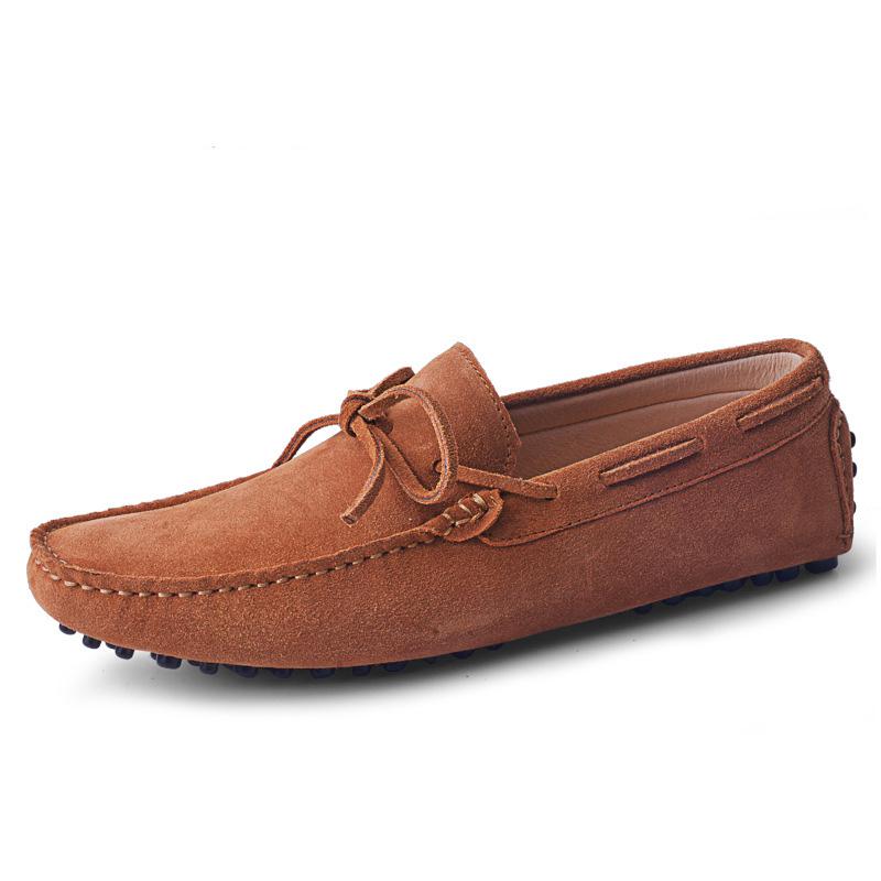 

Мужская обувь из натуральной кожи, нубуковые мужские мокасины, модная мужская обувь больших размеров, весна-осень, повседневная обувь, 9 цветов, размер 38-46 11 хаки