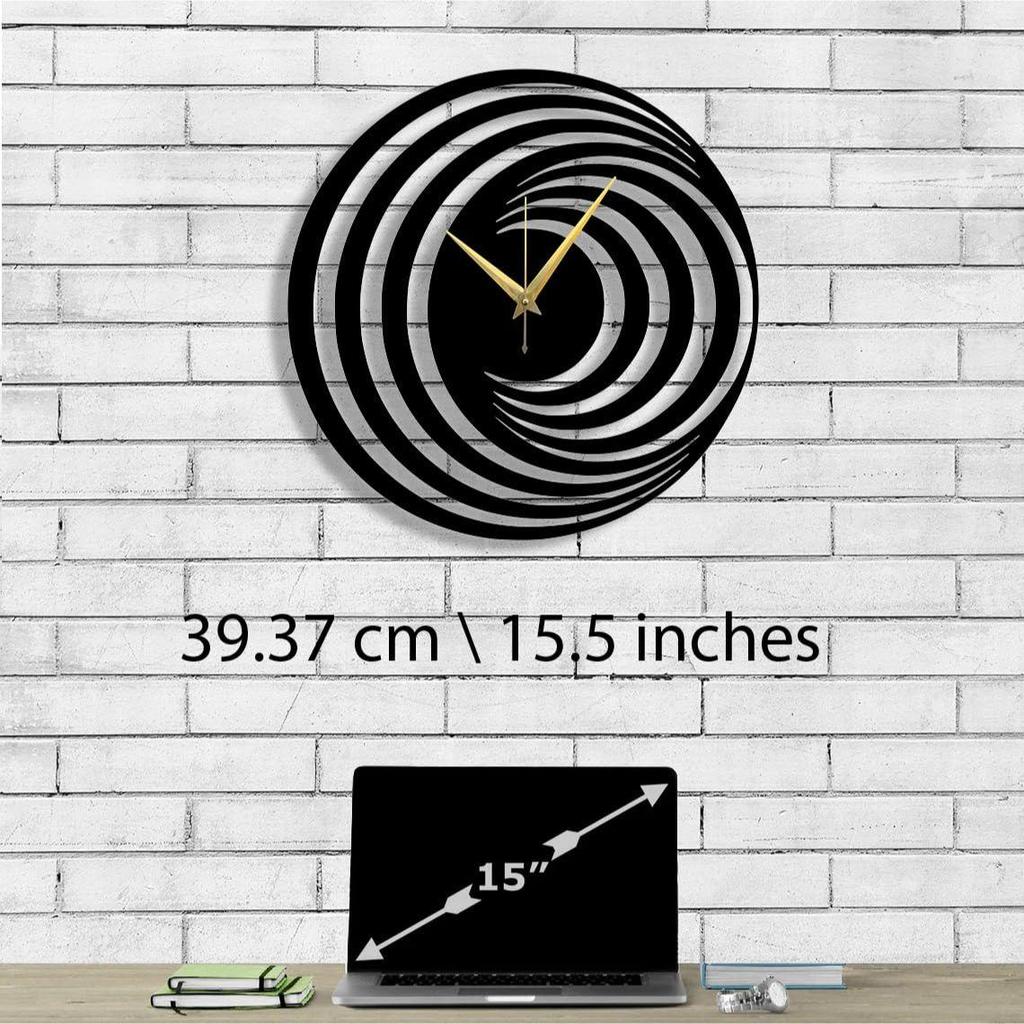 Large Size Clock & Wall Ornament/Metal Outdoor Wall Clock for Bedroom, Office -Black