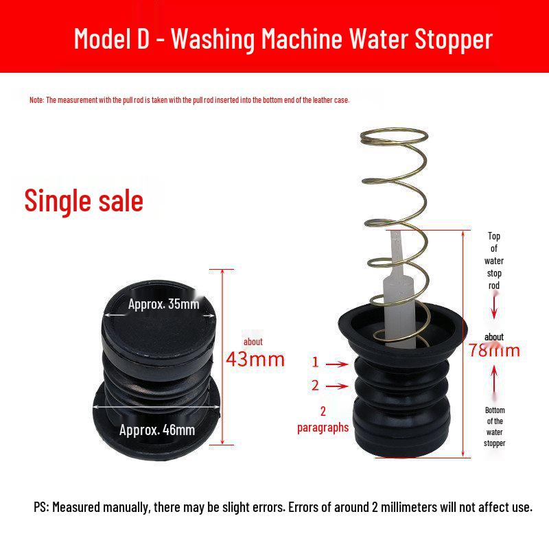 Rubber Drain Plug & Sleeve with Spring for Semi-Automatic Twin Tub Washing Machine