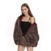 Women's Faux Fur Trimmed Suede Jacket Oversized Wine Red Winter Coat