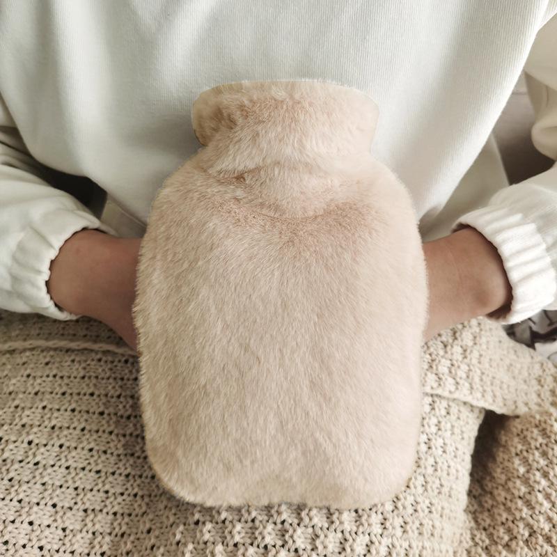 Dual-Plug Plush Hot Water Bottle with PVC Liner