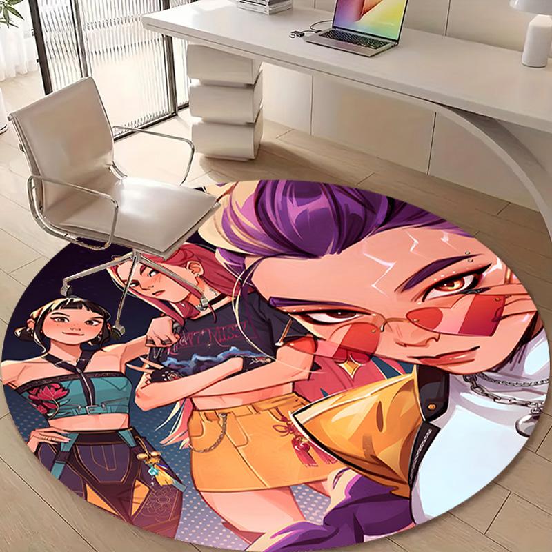1pc KPop Demon Hunters22 Design Printed Area Round Carpet for Bedroom Living Room Home Decor Rugs Mat Non Slip Mat Rug for Bedside
