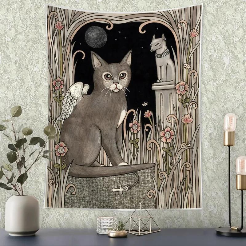 Funny Black Cat Decorative Tapestry Office Living Room Decor Home Wall Tapestry