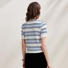 Women's Mulberry Silk Blend Striped Short Sleeve Knit Top