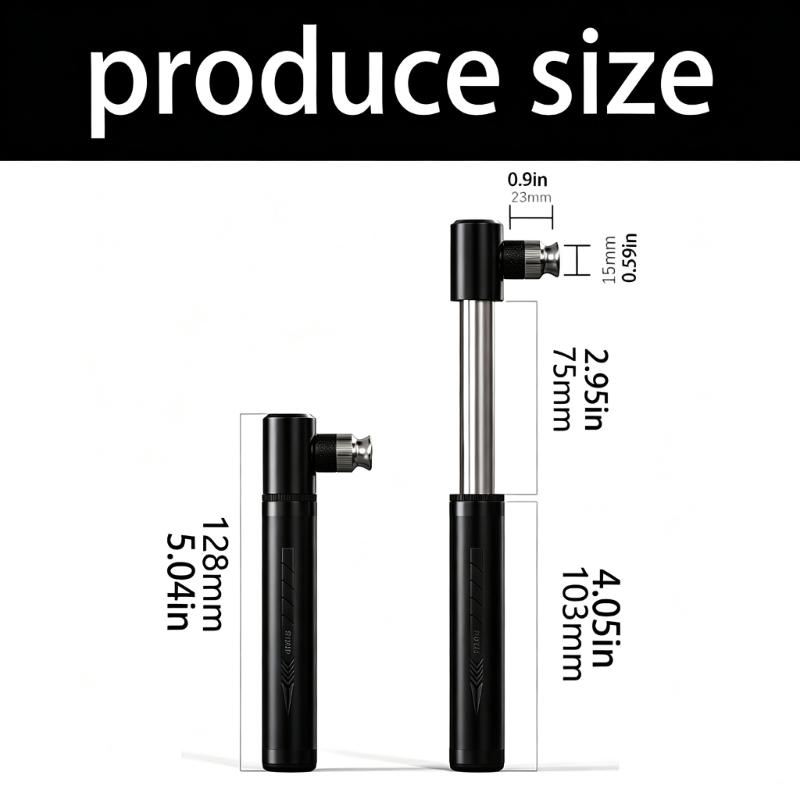 Handheld Tire Inflator Portable Bike Pump for Ride Carry, Double Valves Mini Pump with Metal Body, Grip Texture, Manual 130PSI Support for Bike Care