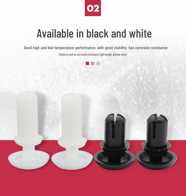 Nylon Expansion Rivet Set: Male-Female White/Black Snap Button for PC Board