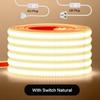 Hohe Helligkeit 220V 230V COB Streifen Wasserdicht Mit/Ohne Schalter Stecker 288 LEDs/M Weiß Natur Warm Flexibles Band LED Licht Heimdekoration