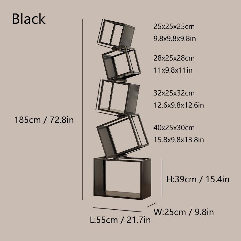 5 Layer Grid Bookshelf Modern Simple Foldable Storage Metal Living Study Room Decoration Corner Arrange Floor Standing Bookshelf