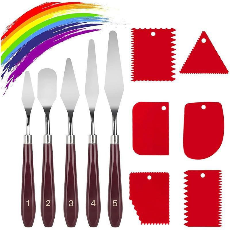 Set Spatule cu Mâner de Lemn - Articole de Artă pentru Pictură în Ulei și Guașă