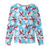 Women's Casual Fashion Long Sleeve Standing Collar Single Breasted Christmas Print Workwear Jacket Tops