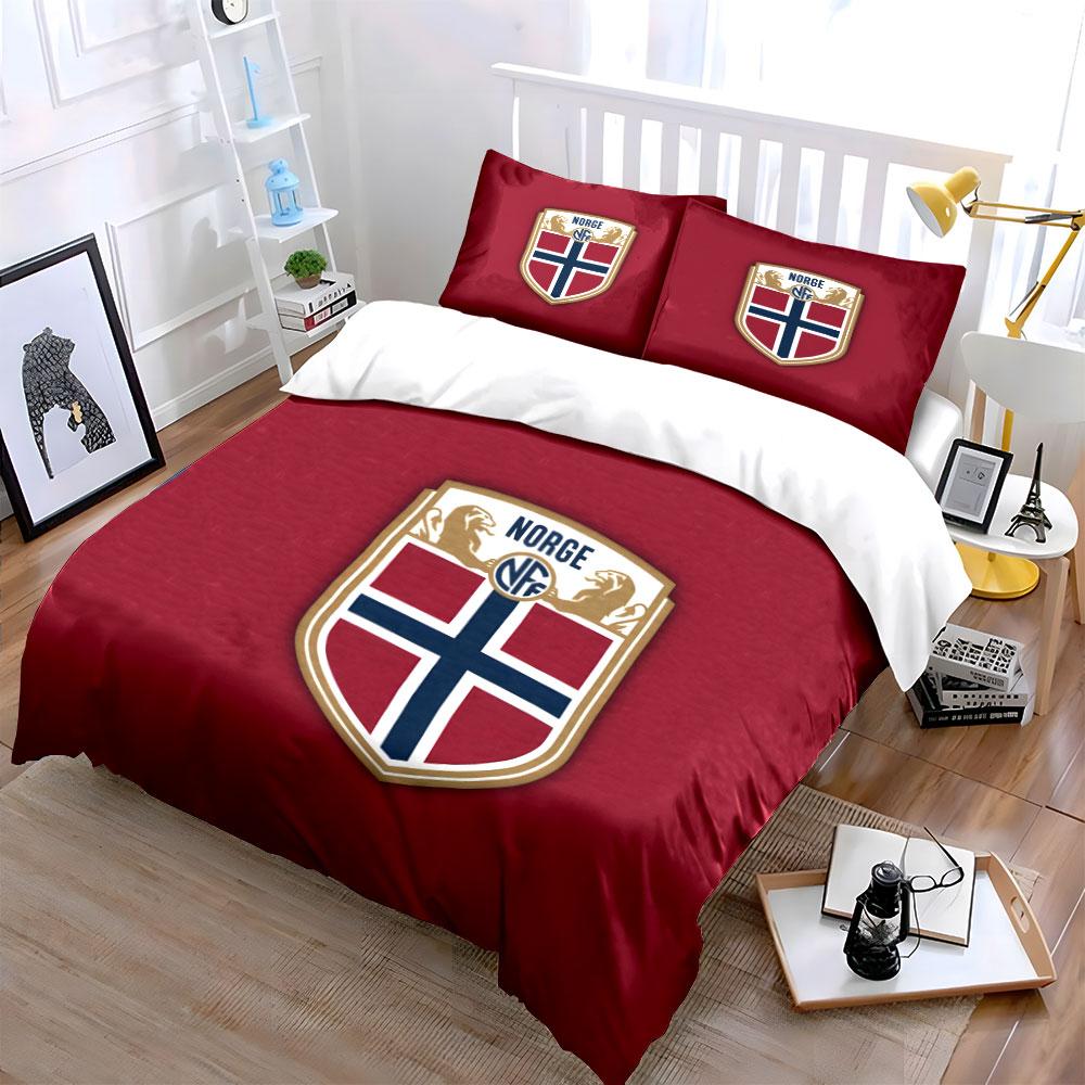 Norwegisches Emblem mit Schild. Bettwäsche-Sets Bettbezug-Sets Bettbezüge Kissenbezüge(1*Bettbezug 2*Kissenbezüge ohne Bettdecke)