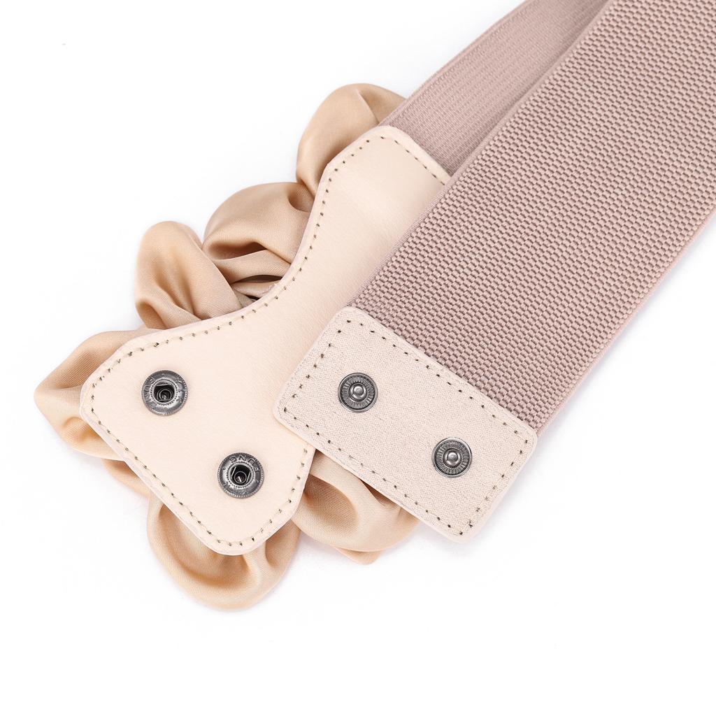 Ladies Flower Decorative Dress Waist Tie Skirt Belt Black Bow Elastic Waist Seal