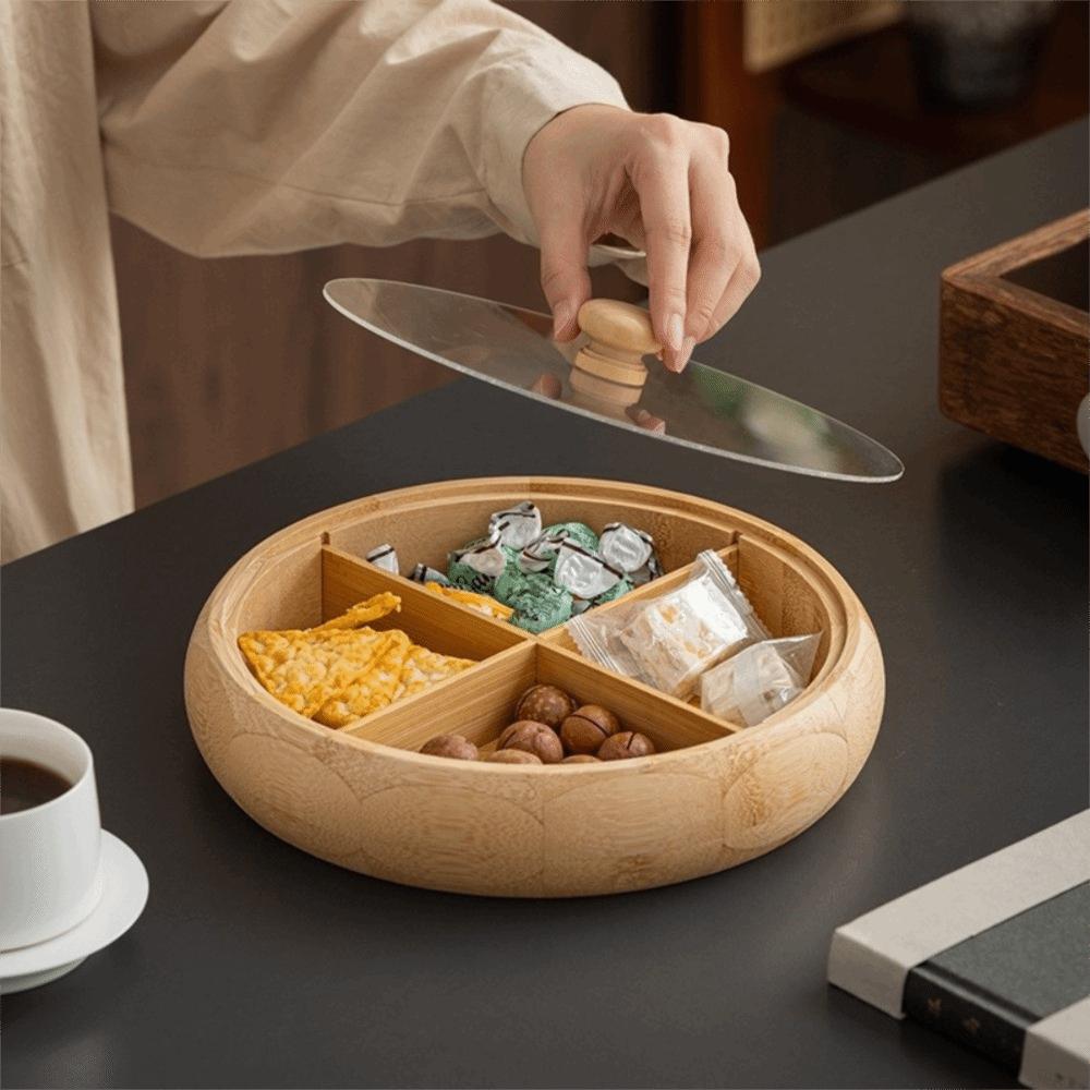 Wooden Nut Platter Round Dried Fruit Box Multi-functional Snack Serving Trays  Party Serving