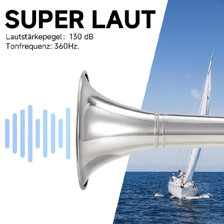 Ocean Going Ship Trumpet System Rust Resistant Marine Horn Clear 125dB for Professional Mariners