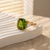 Luxury Fashion Green Zircon Ring For Women Gold Color Shiny Crystal Square Finger Ring Wedding Party Anniversary Charm Jewelry