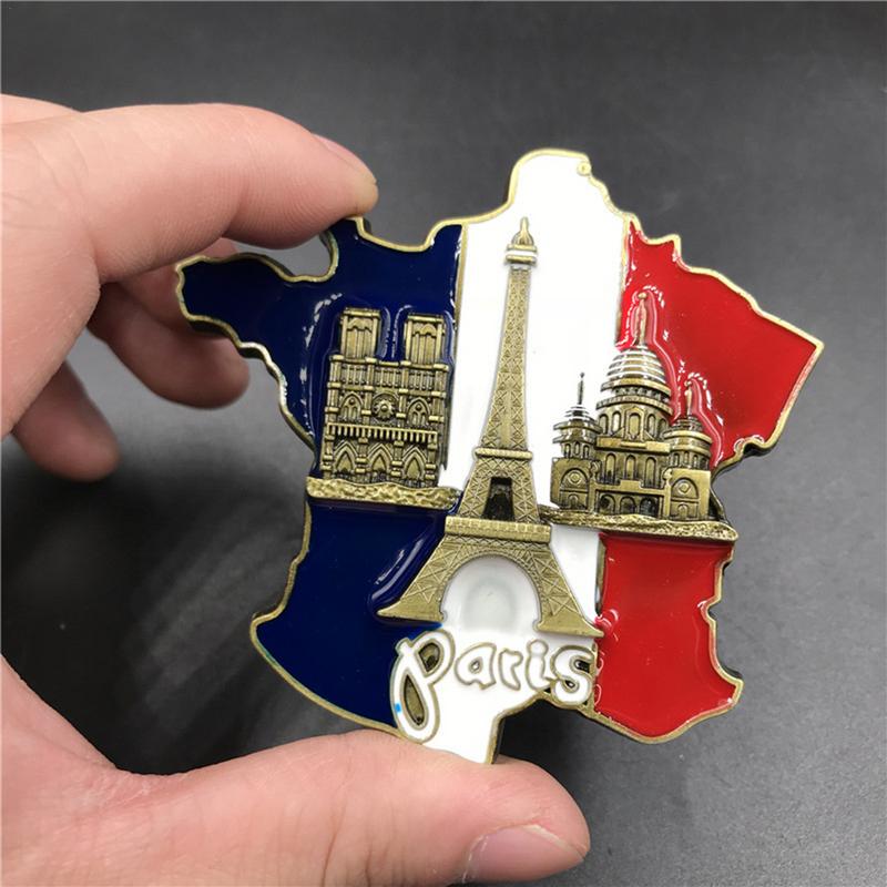 1 Pc New Creative 3D Metal Magnet France Map Fridge Sticker Resin Sticker Paris Tourist Souvenir Home Living Decorations China Mainland