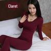 Women's One-Piece Warm Shaping Underwear Set - Square Neck Top & Pants for Autumn/Winter