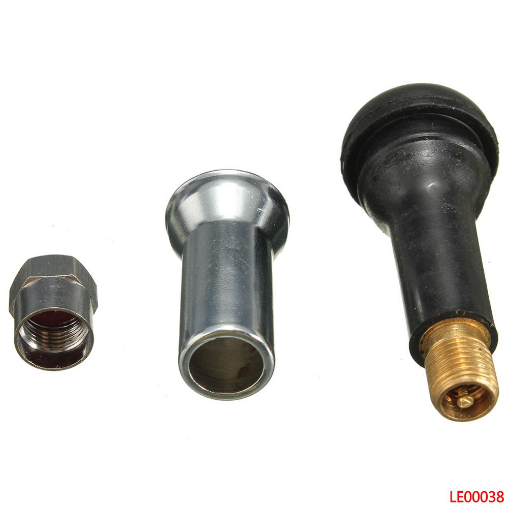 5 Stück Auto Chromlegierung Kupfer Schlauchlos TR414 Gummi Rad Reifen Ventil Staubkappe TPMS Reifenventile Passend für Standard 11mm Felgenloch