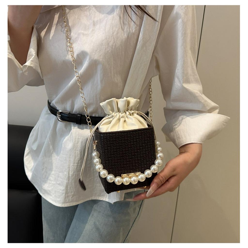 Trendy Small Bag Female Simple Crossbody Bag Chain Simple Drawstring Fashion Shoulder Bag