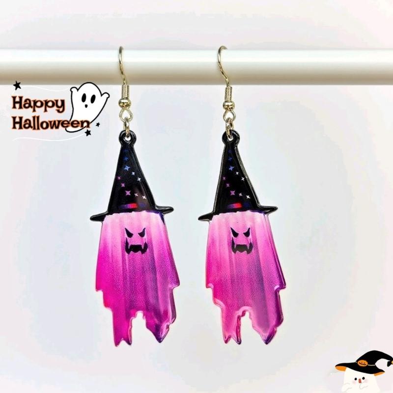 Glowing Phantoms Earrings For Halloween Event Creative Acrylic Pendant Designs Lightweight Costume Jewelry