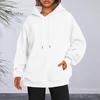 Kapuzenpullover für Damen, Herbst/Winter, dicke Kapuze, lange Ärmel, große Tasche, Übergröße, mittellang, einfarbig, locker, elastische Bündchen, Kordelzug, Sport-Oberteil