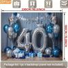 2D Blue Silver 40th Birthday Photography Backdrop Crown & Balloon Party Background