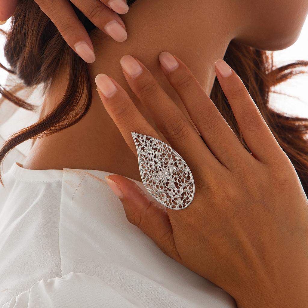 Punkové Exagerované Nepravidelné Kovové Široce Otevřené Nastavitelné Prsteny pro Ženy Imitace Perly Geometrické Prsteny na Prst Pánské Šperky