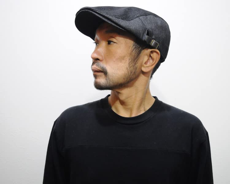 Ruben Big-Size Hunting Cap, Denim Fabric, Black Adjustable 58–61 Cm / Brim ~6 Cm