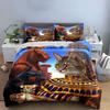 3Pcs Egyptian Bastet Cat Goddess Bedding Set, Ancient Egypt Pharaoh Cat Print Duvet Cover, Duvet Cover + 2 Pillowcases, Gifts
