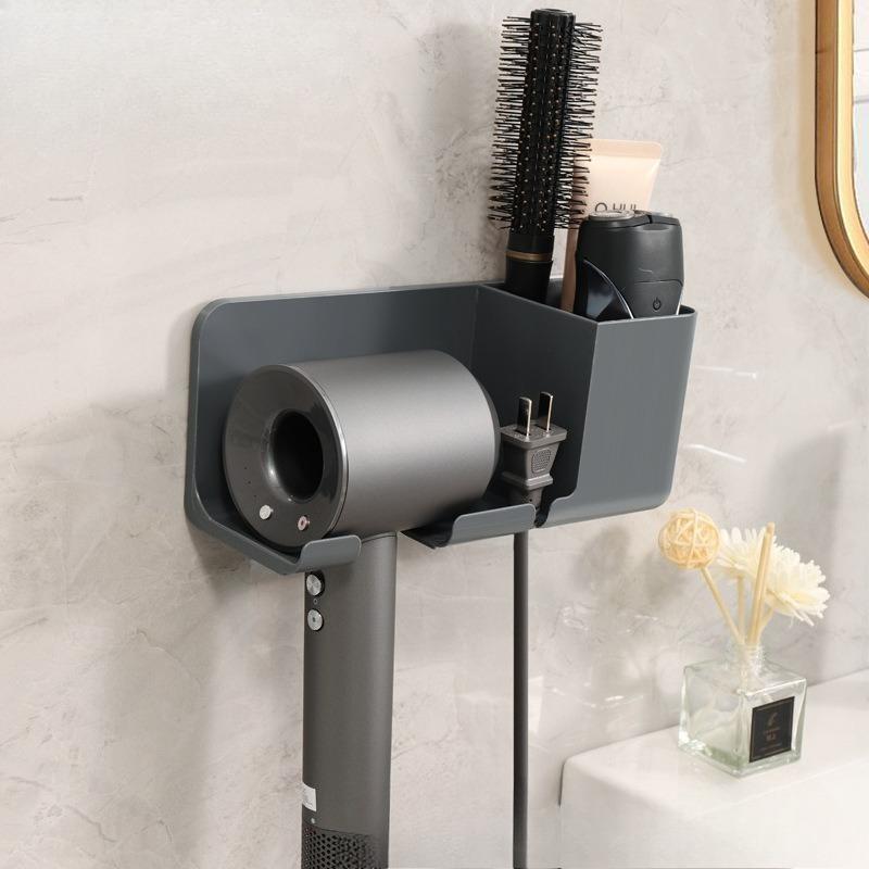 New Wall-mounted Hair Dryer Holder Shelf for Bathroom Hair Dryer Storage Rack Hair Dryer Hanging Rack Without Drilling Holes