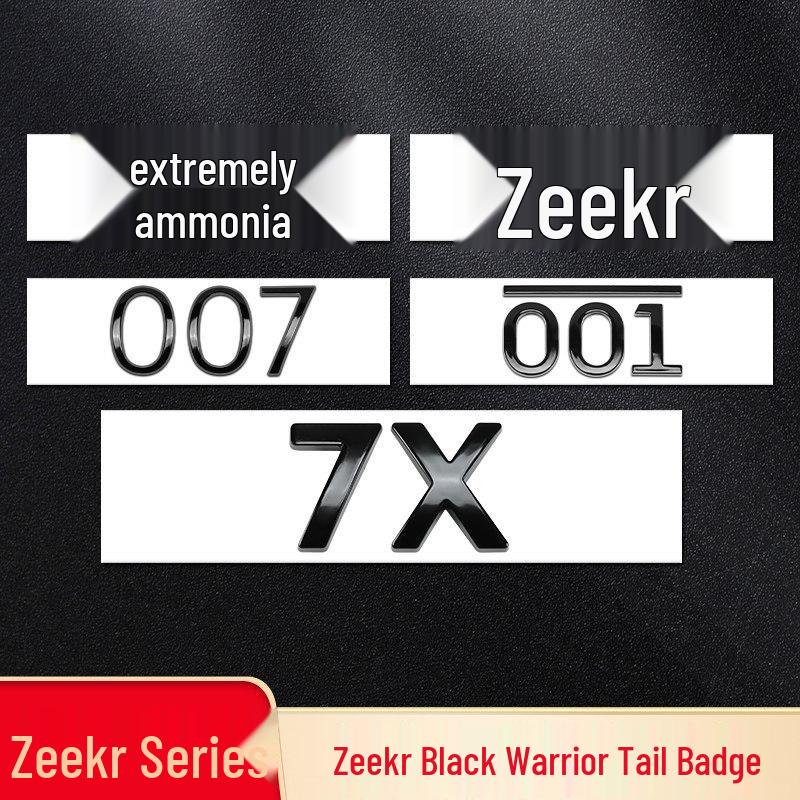 Zeekr 7X 001 007 Benutzerdefiniertes Autoemblem Schwarze Schrift Schwarzer Krieger Kun Ming Aufkleber